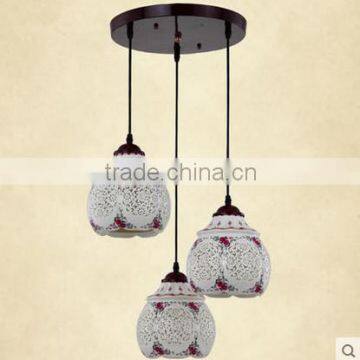 Asian E27 LED Vintage Pendant Light 3 Head Lamp Hanging Chinese Ceramic Loft Coffee Bar Restaurant Kitchen Lights photo-3
