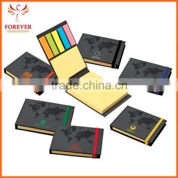 5 colors Eco Sticky Notes With World Map Cover Design 75 Sheets Sticky Flags With Elastoc Closure
