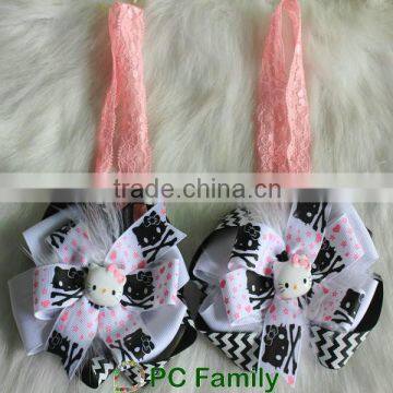 High quality lace baby headband with bead centre bow