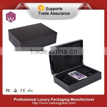 Lacquer Finish Iphone Box Manufacturer China/Luxurious Black Wood Phone Box Gift