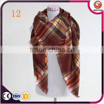 Plaid Blanket Scarf Oversized Tartan Scarfs Winter Warm Scarves Black White Checkered Scarf photo-5
