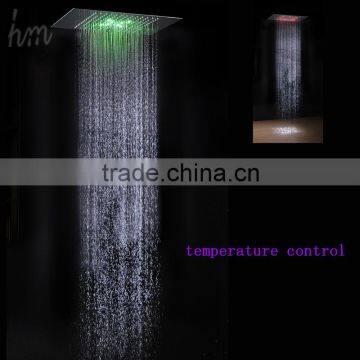 500*360mm morrie stainless steel shower head silica gel shower head temperature control led color rainfall shower head