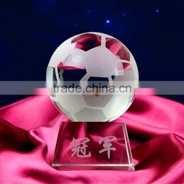 wholesale crystal glass football soccer ball trophies