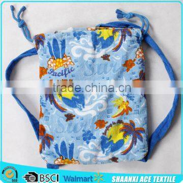 Simple White Color Blue Logo Printed Tote Beach Towel Bag photo-6