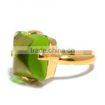 The Gopali Jewellers Peridot Hydro Gemstones Ring -Vermeil Gold