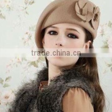 Flower Bow Stylish Bucket Slouch Simple Bow Wool Beret