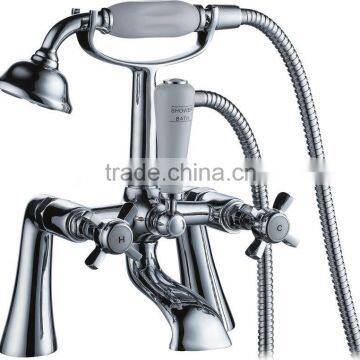 Double handle wall mount polished chrome plated bath shower mixer