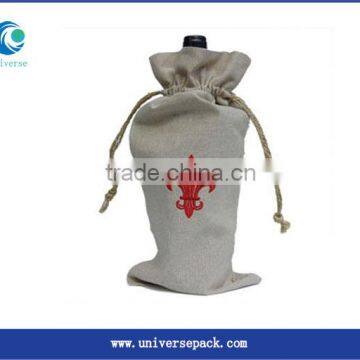 Embroidered Wine Bags Linen Gray Nice Personalized Design Export Bag Customized