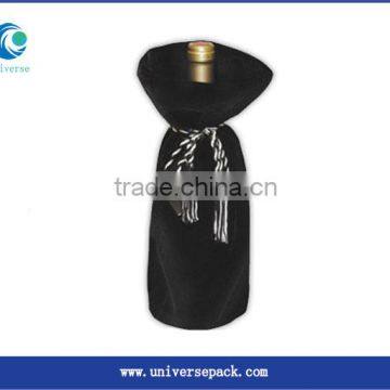 Black Wine Bag Velvet Top Drawstring Wholesale Made In China Bags Custom