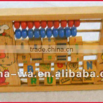 wooden abacus with alphabet blocks math toy for children