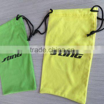 microfiber pouch eyeglass sunglass pouch custom logo printing yellow green