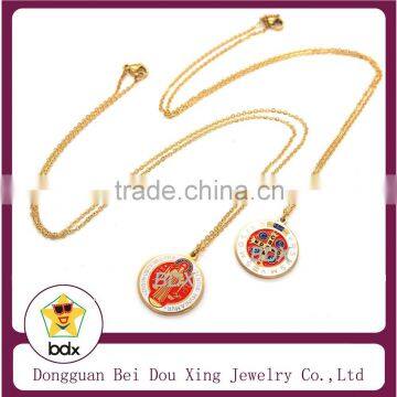 Hot Religious Gift Wholesales Stainless Steel Red Enamel Parton Saint Benito Cross Crucifix Necklace Catholic Christian Jewelry