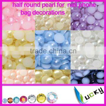 2014 new design flat back half round nail pearl for phone nail art decorations DIY