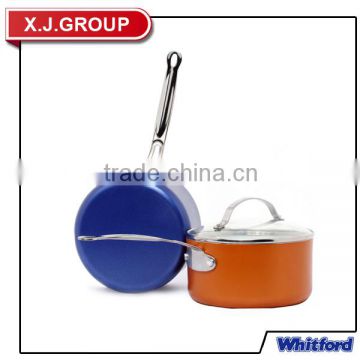 Nonstick aluminium saucepan with glass lid