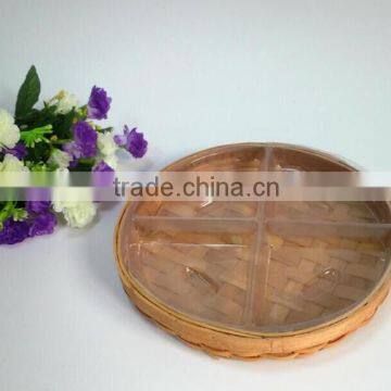 Wood weaving compartment food safe tray