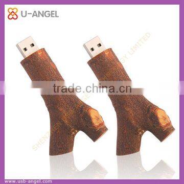 unique tree branch shape usb flash drive 2gb wood usb pen drive 2.0 usb memory disk