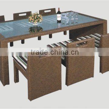 Royal luxury classic floral home poly rattan furniture wicker table and chairs