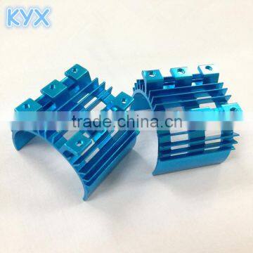 billet machined rc car motor heat sink light blue