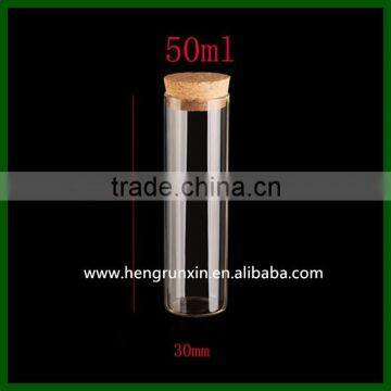 Flat bottom 30mm*100ml test tube glass with cork stopper