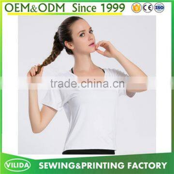 Custom Women's O Neck Soft Extile Blank T Shirt Ladies Elastic Slim Fit Tee Shirt