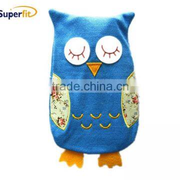 hot sale owl embroidered design high quality knitted hot water bag cover