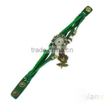 In Stock Women's Ladies Girls Retro Xmas Party Brithday Gift Heart Dress Quartz Wrist Hand Charm Leather Watch Case photo-2