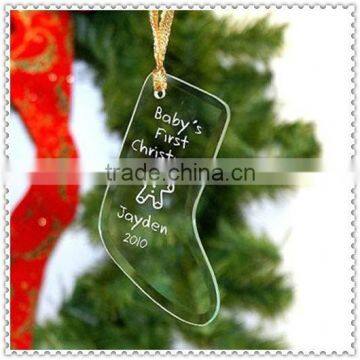 Sock Shaped Glass Kid's Ornament For Christmas Holiday Decoration