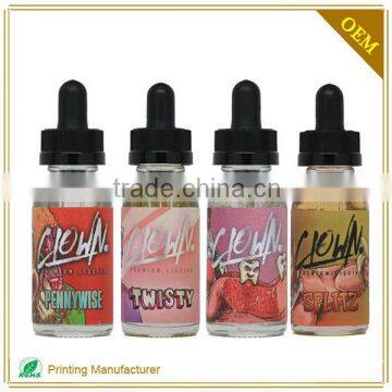 2016 Custom Printing Cheapest E-cigarette Oil ,E-liquid Bottle Label