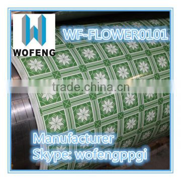 prepainted flower color coated galvanized ppgi in steel coil for building materials