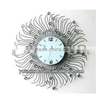 Cheap Fashion New design Mordern Home Decorative Artificial Diomond Metal Wall Clock wholesale