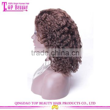 Chocolate Brown Loose Curly Wholesale 100% Natural Indian Women Hair Lace Front Wig