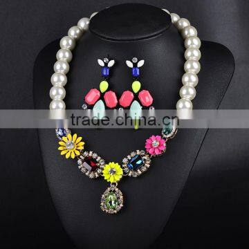 multicolor pearl necklace earring fashion jewelry set