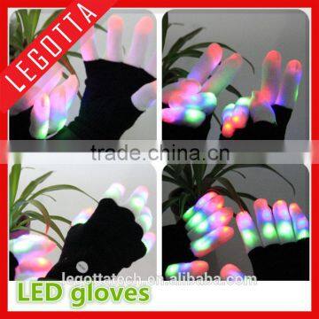 Fashion flashing gloves raver black out light show 7 colors RGB led gloves