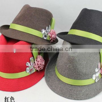 Plain Pattern and Flower & Bowknot Accessory Type wholesale fedora hat