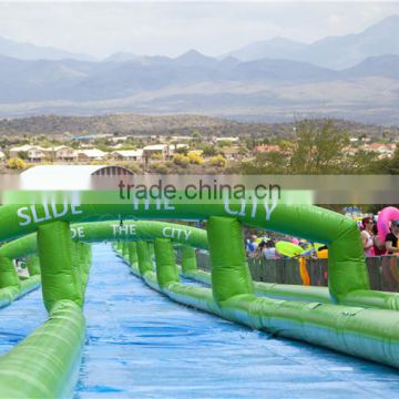 "Slide My City" three lane water slide for adults,Giant Inflatable Water Slip N Slider fun aqua games