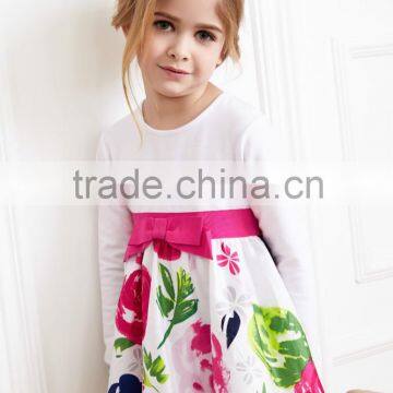 Wholesale European kids wear 2016 spring red flower girl dress sewing patterns