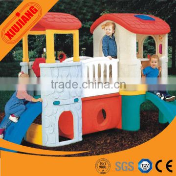 Plastic garden house kids playhouse with slide