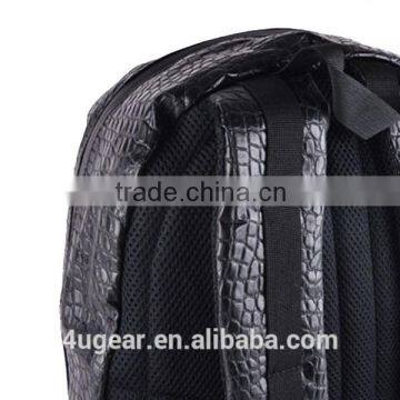 Black Leather School Laptop Backpack