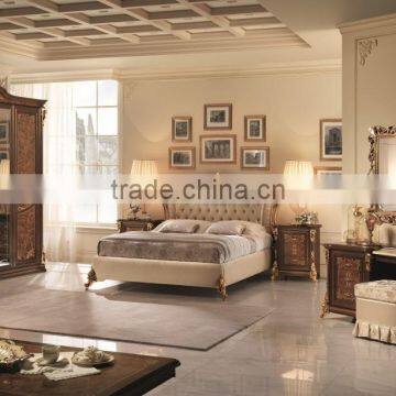 2016 NEW ARRIVAL Bisini Luxurious European Place Upholstery Bedroom Set/Gold Plated Bedroom Furniture(MOQ=1 SET)