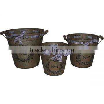 Metal Printed Flower Pot Set of 3 Metal Planter Set of 3 Metal Garden Pot Set of 3