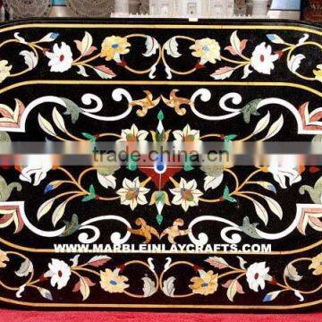 Luxurious Beautiful Oval Marble Inlay Dining Table Top