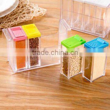 transparent rectangle 4 cases seasoning box spice box set plastic spice bottles wholesale