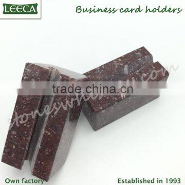 Natural Stone Red Desktop Business Card Holder photo-2