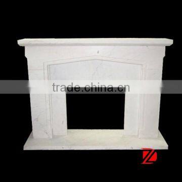 pure white marble fireplace mantel