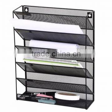 2017 Amazon Popular Design Black Metal Mesh Wall Mount Literature Paper Magazine File Holder