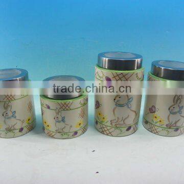 2014 Hot sale USA 4pcs ceramic can with screw lid