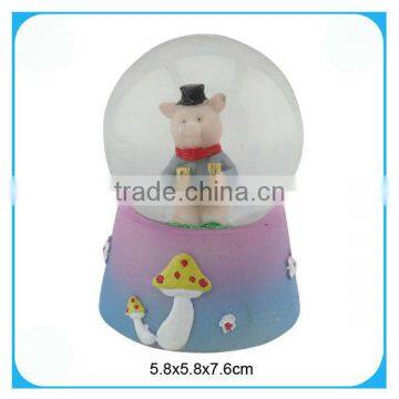 Handmade water globe resin pig design