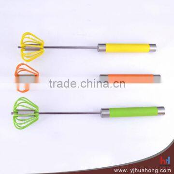 Silicone rotary whisk with non-slip grip handle (HEW-63)