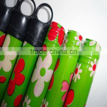 Cute flower PVC coated wooden broom handle