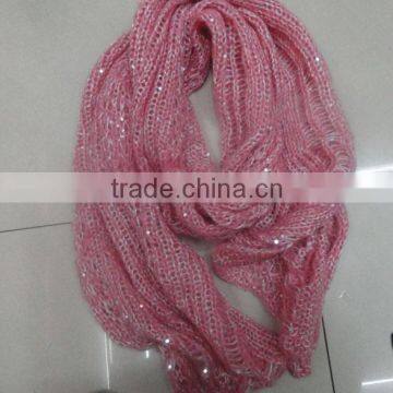 Sequins mesh knit soft stretch scarf for warming/decoration